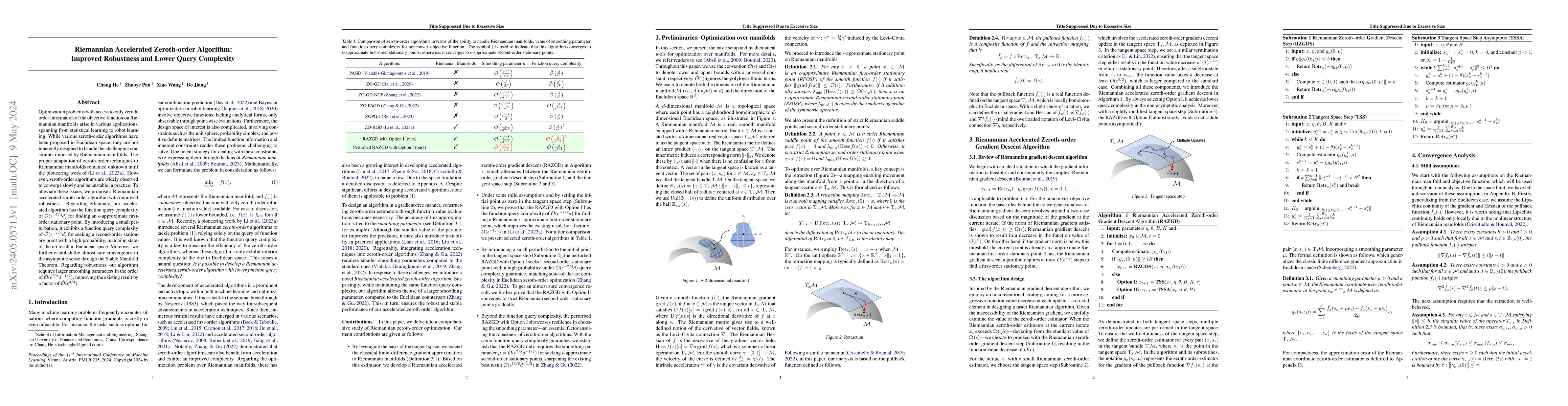 Thumbnail for Riemannian Accelerated Zeroth-order Algorithm: Improved Robustness and
  Lower Query Complexity