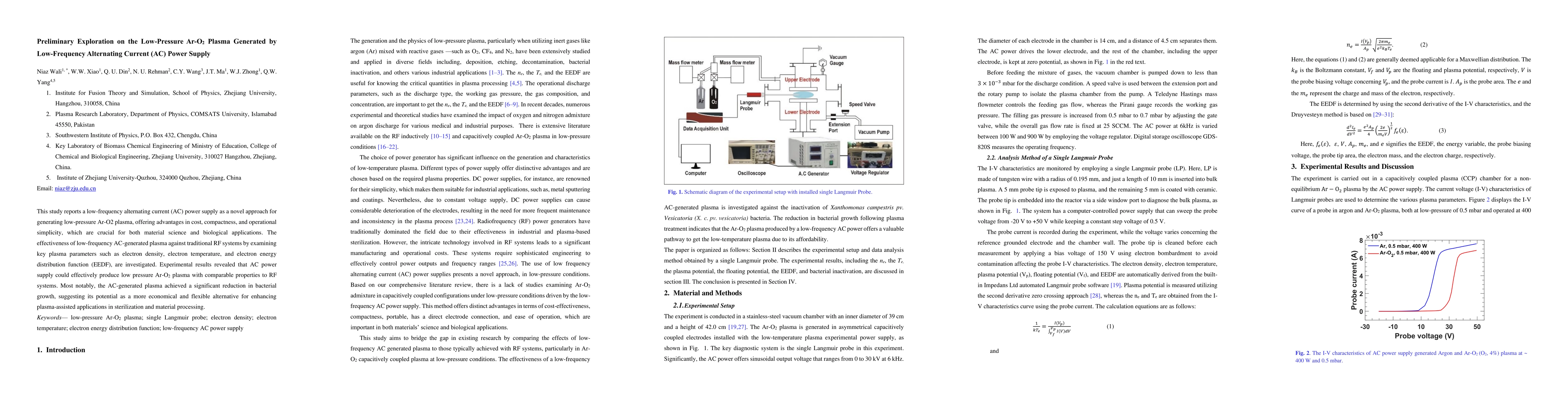Thumbnail for Preliminary Exploration on the Low-Pressure Ar-O2 Plasma Generated by
  Low-Frequency Alternating Current (AC) Power Supply
