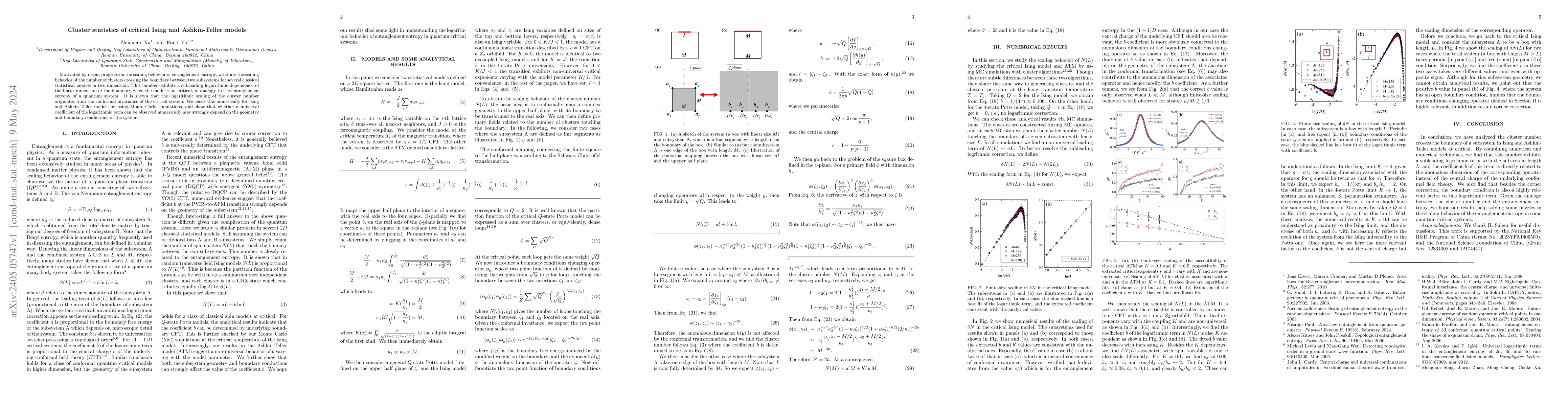 Thumbnail for Cluster statistics of critical Ising and Ashkin-Teller models