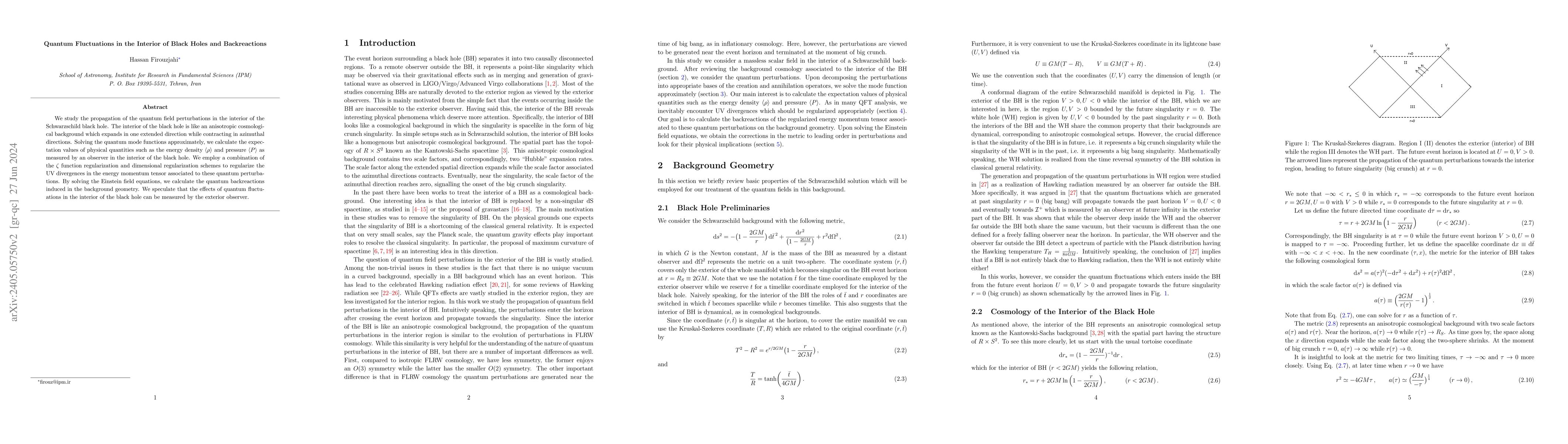 Thumbnail for Quantum Fluctuations in the Interior of Black Holes and Backreactions