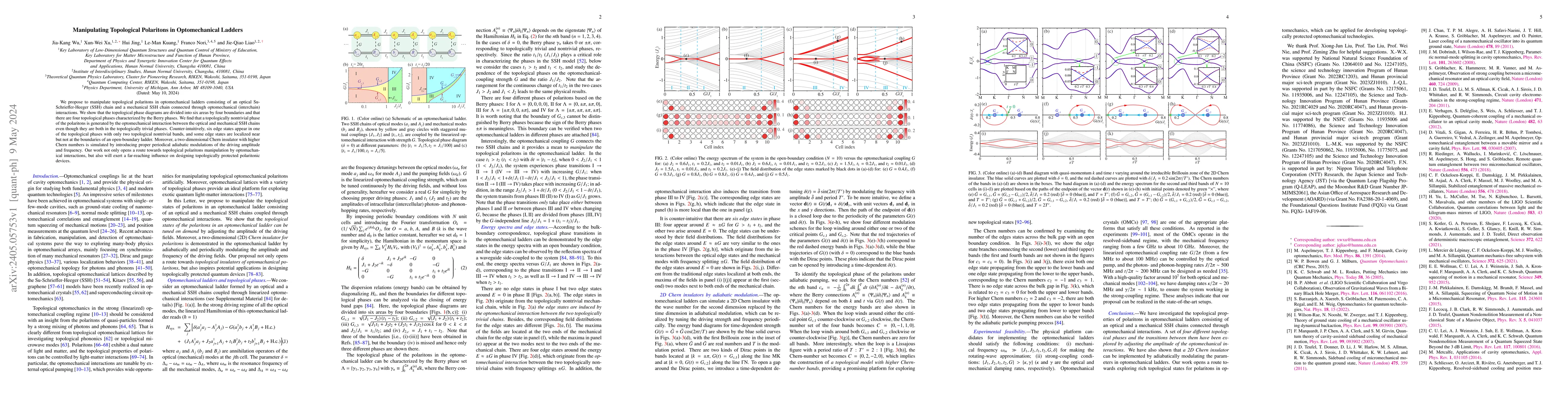 Thumbnail for Manipulating Topological Polaritons in Optomechanical Ladders