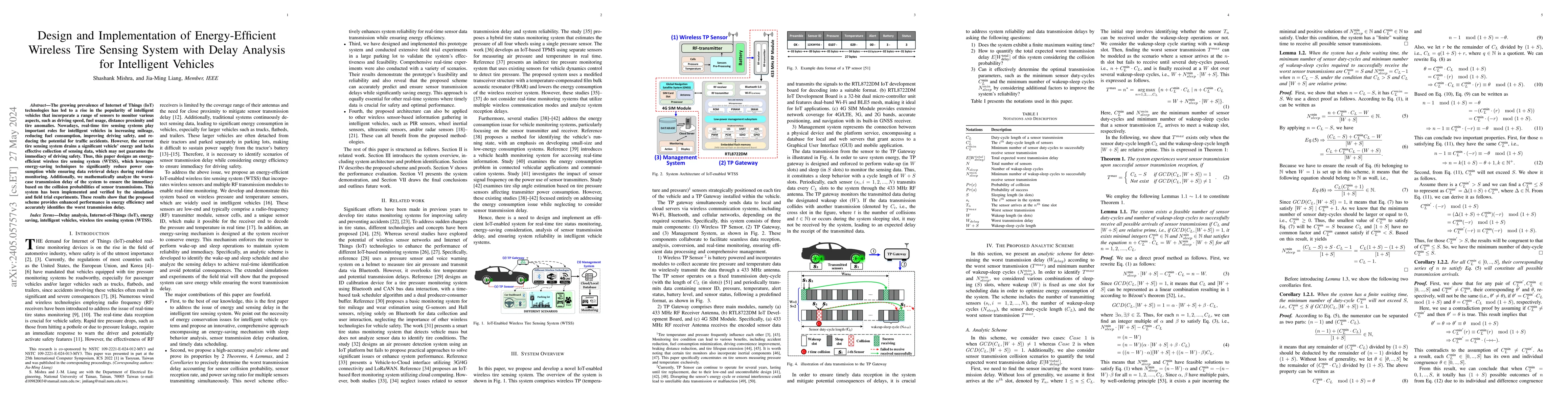 Thumbnail for Design and Implementation of Energy-Efficient Wireless Tire Sensing
  System with Delay Analysis for Intelligent Vehicles
