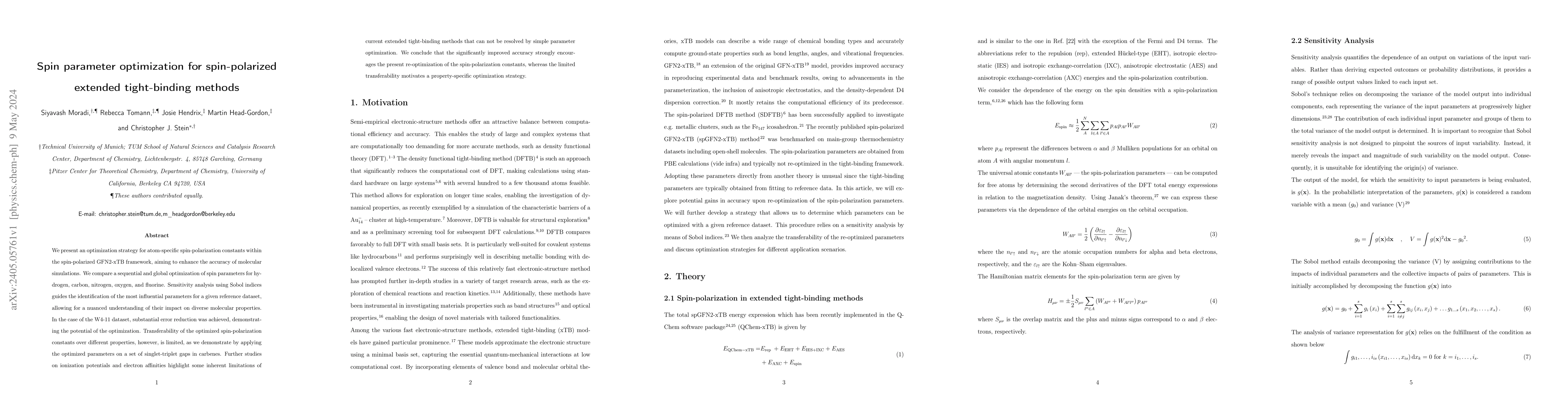 Thumbnail for Spin parameter optimization for spin-polarized extended tight-binding
  methods
