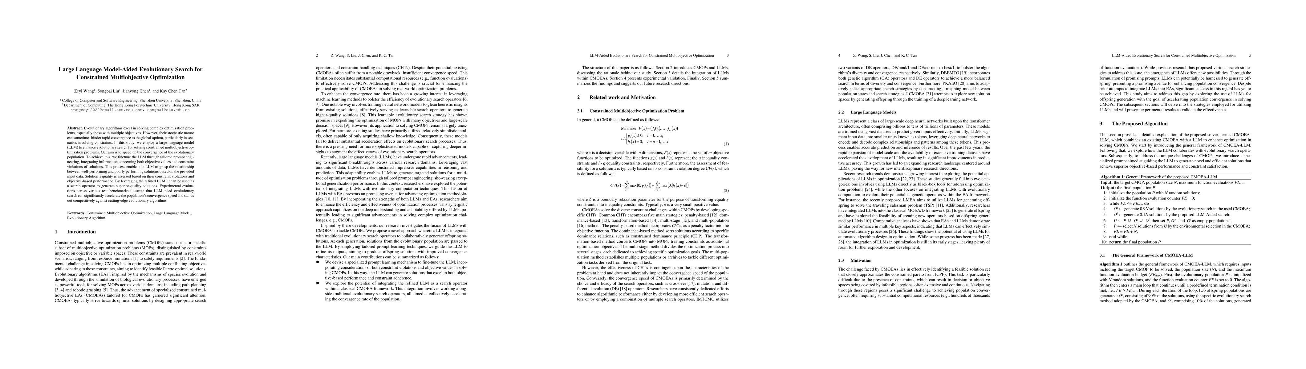Thumbnail for Large Language Model-Aided Evolutionary Search for Constrained
  Multiobjective Optimization