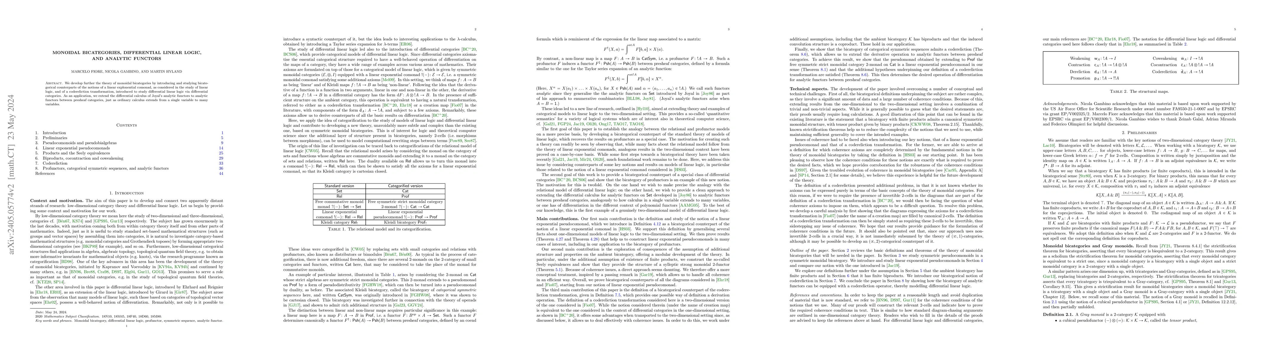 Thumbnail for Monoidal bicategories, differential linear logic, and analytic functors