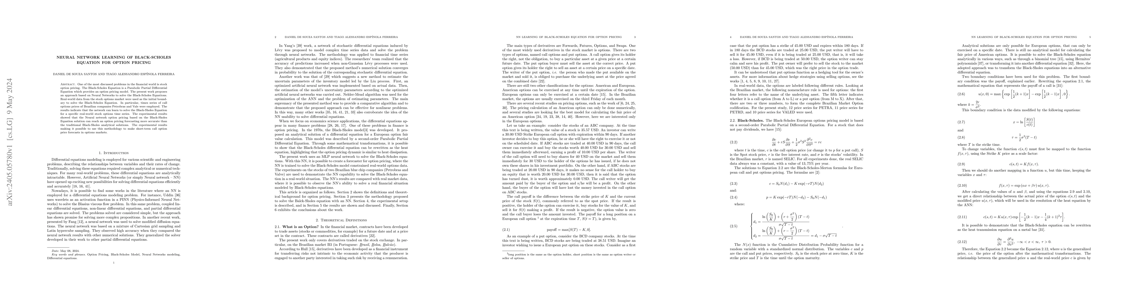 Thumbnail for Neural Network Learning of Black-Scholes Equation for Option Pricing