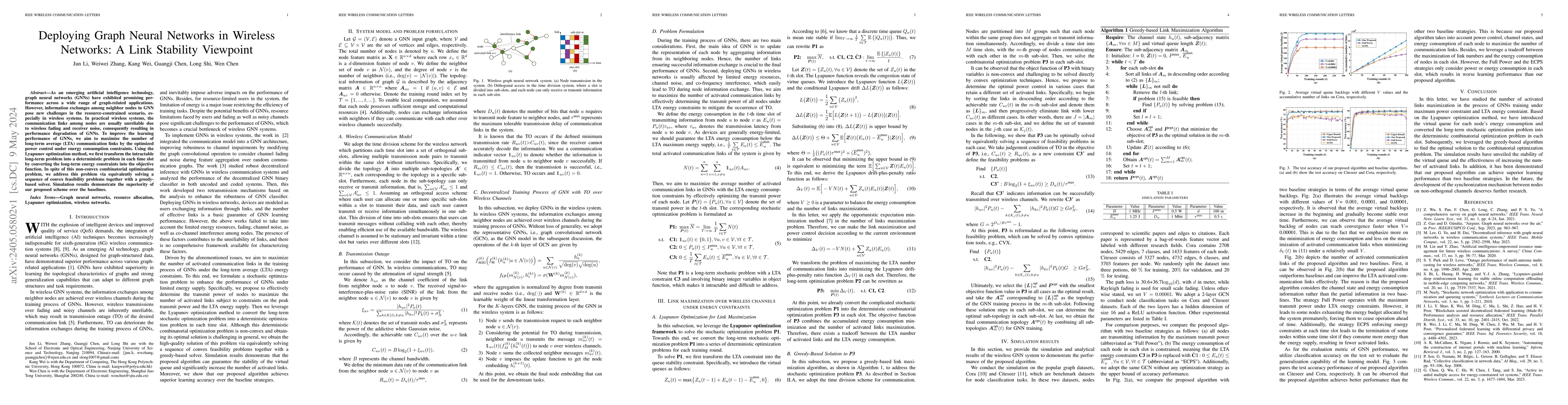 Thumbnail for Deploying Graph Neural Networks in Wireless Networks: A Link Stability
  Viewpoint