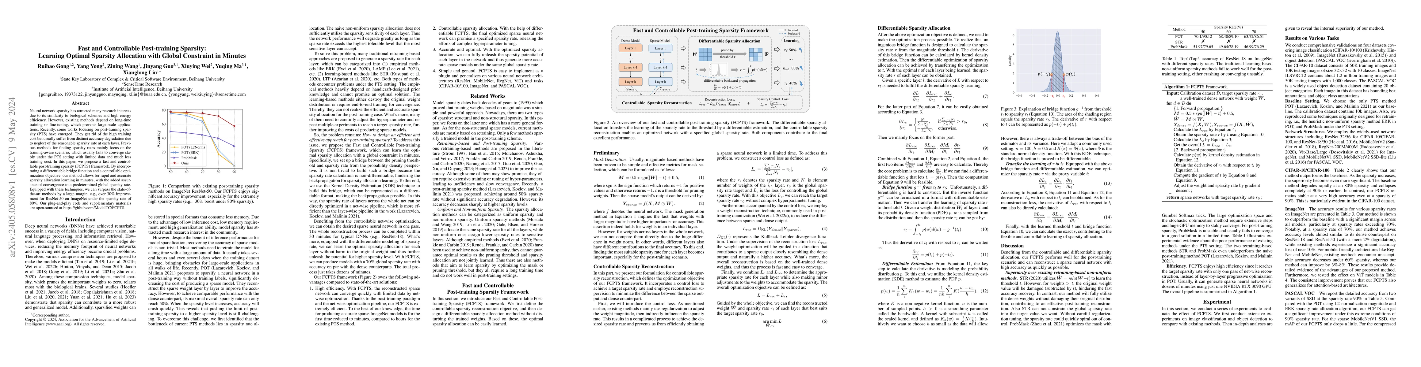 Thumbnail for Fast and Controllable Post-training Sparsity: Learning Optimal Sparsity
  Allocation with Global Constraint in Minutes