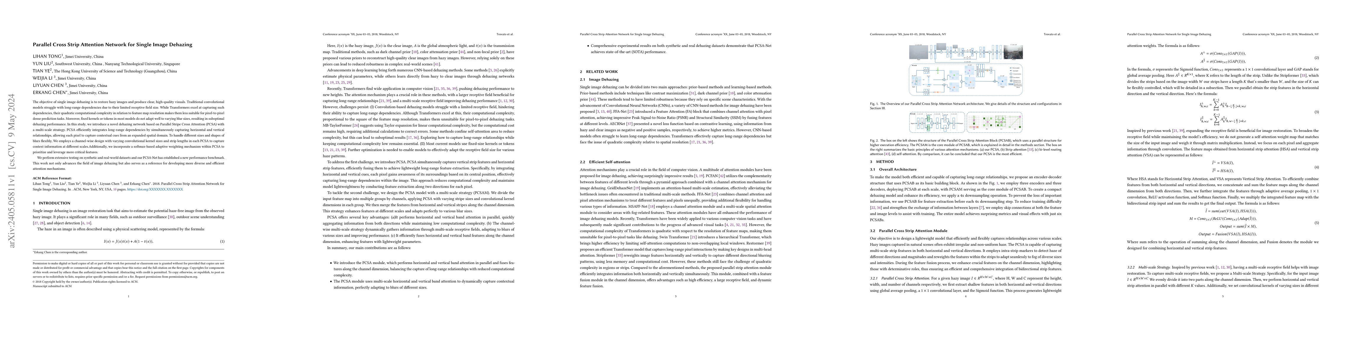Thumbnail for Parallel Cross Strip Attention Network for Single Image Dehazing