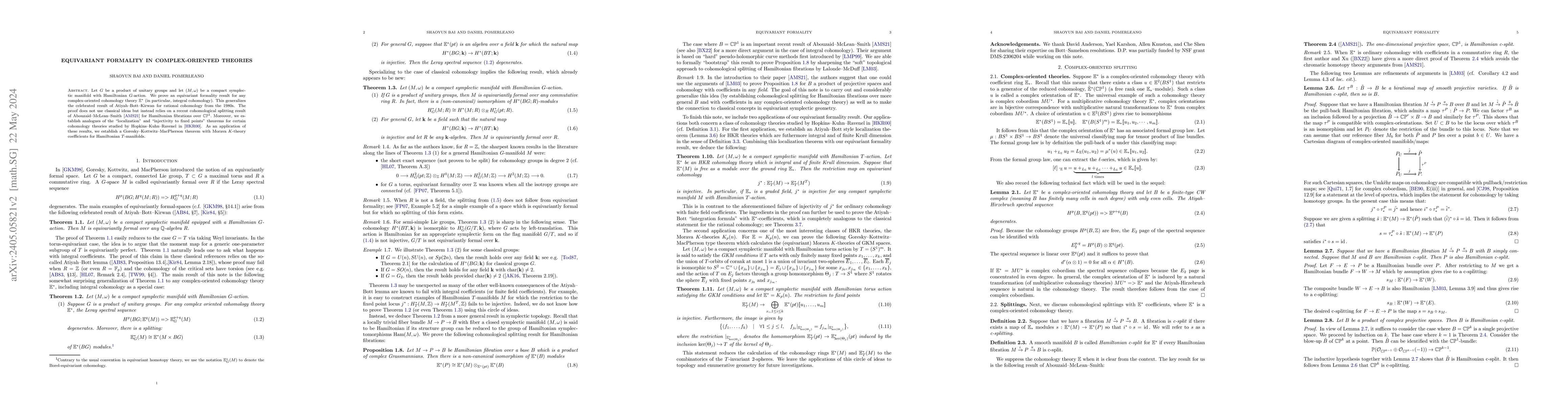 Thumbnail for Equivariant formality in complex-oriented theories