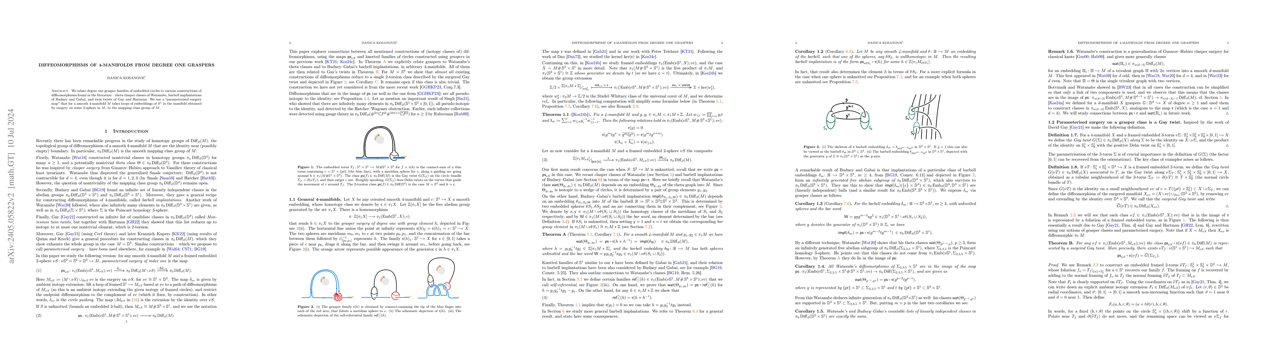 Thumbnail for Diffeomorphisms of 4-manifolds from degree one graspers