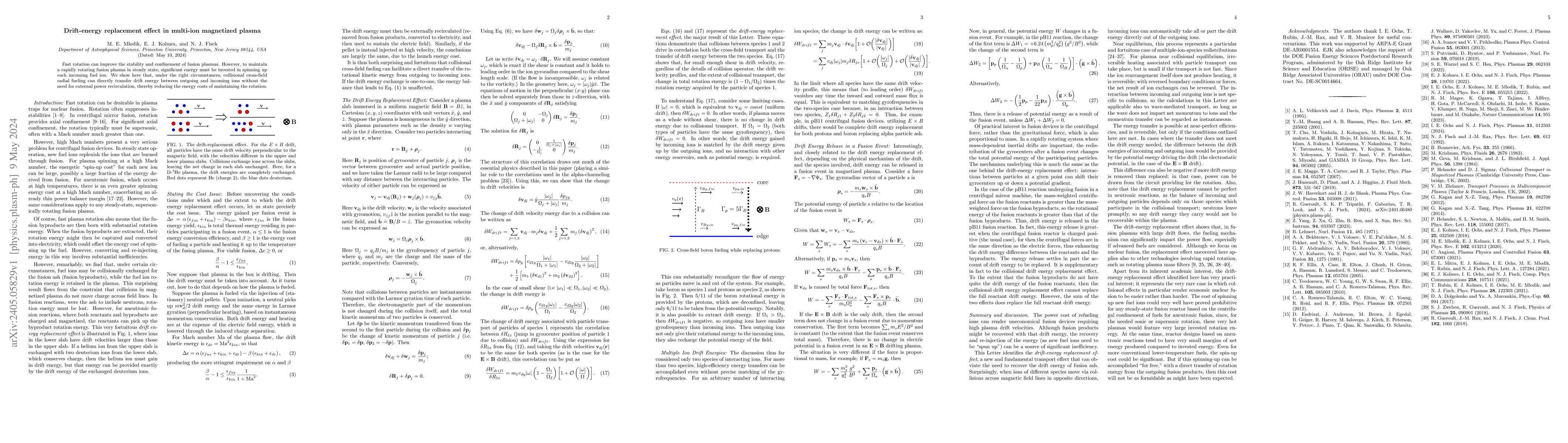 Thumbnail for Drift-Energy Replacement Effect in Multi-Ion Magnetized Plasmas