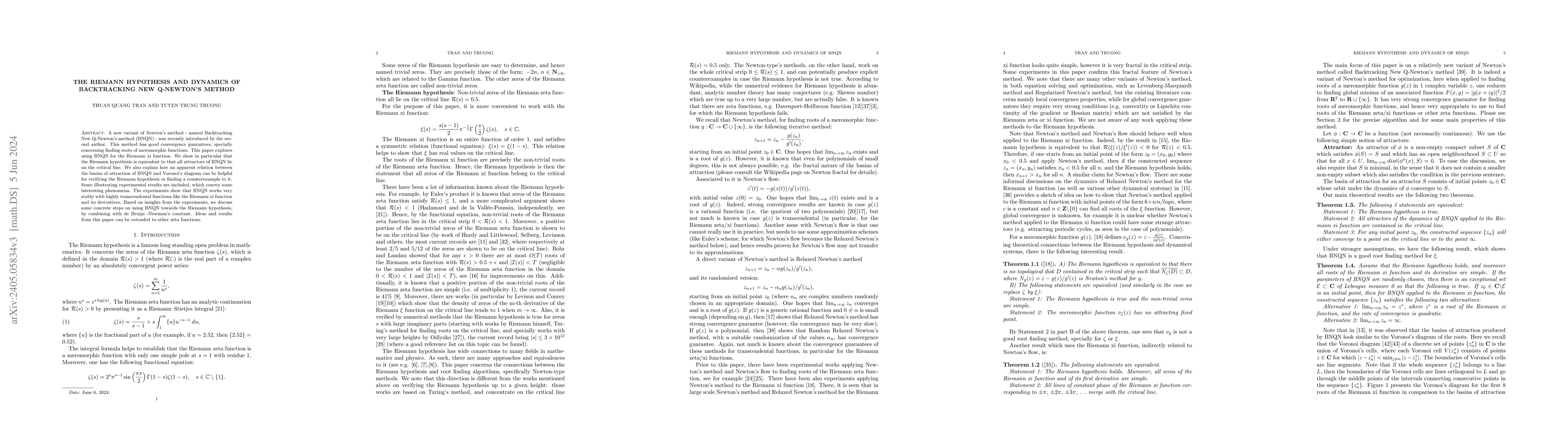 Thumbnail for The Riemann hypothesis and dynamics of Backtracking New Q-Newton's
  method