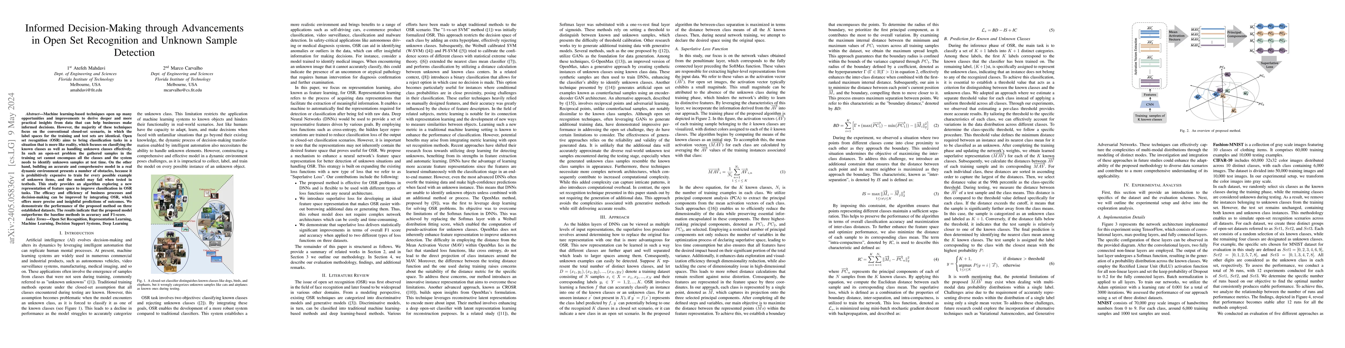 Thumbnail for Informed Decision-Making through Advancements in Open Set Recognition
  and Unknown Sample Detection