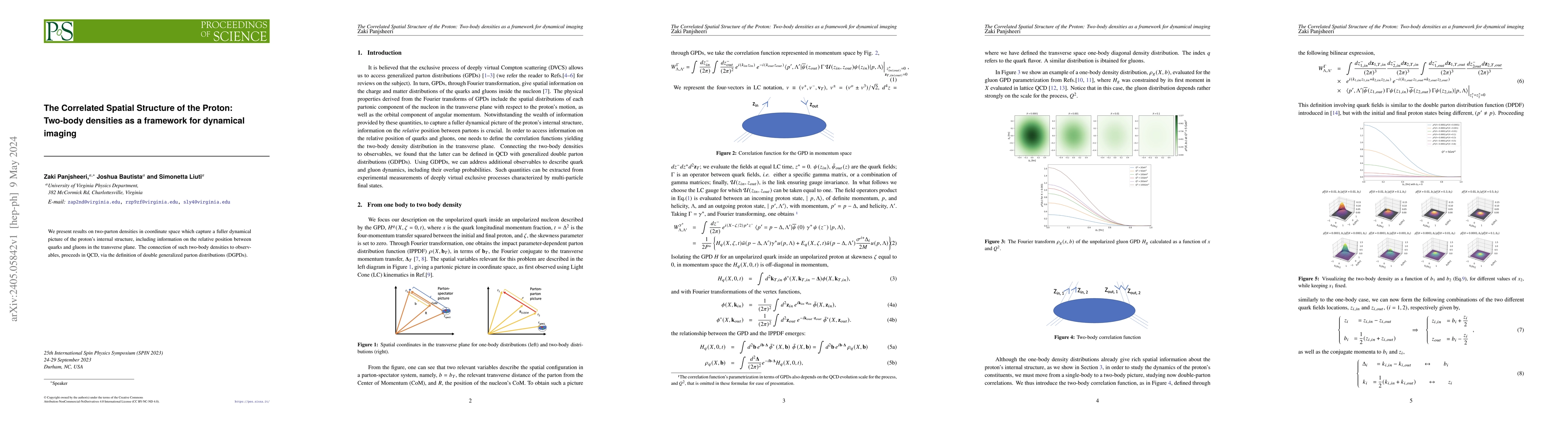 Thumbnail for The Correlated Spatial Structure of the Proton: Two-body densities as a
  framework for dynamical imaging