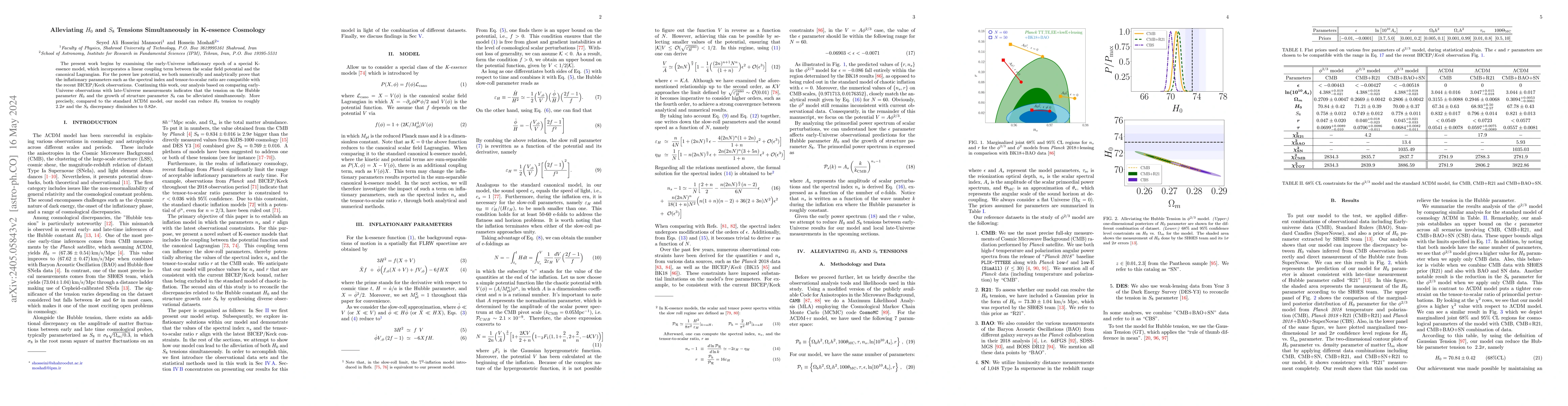 Thumbnail for Alleviating $H_0$ and $S_8$ Tensions Simultaneously in K-essence
  Cosmology
