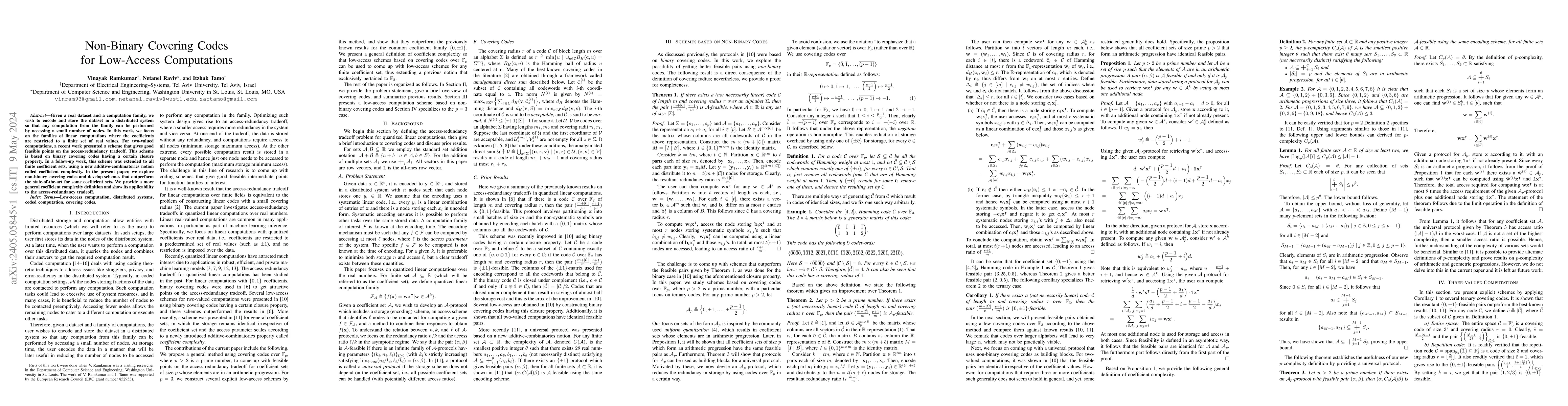Thumbnail for Non-Binary Covering Codes for Low-Access Computations