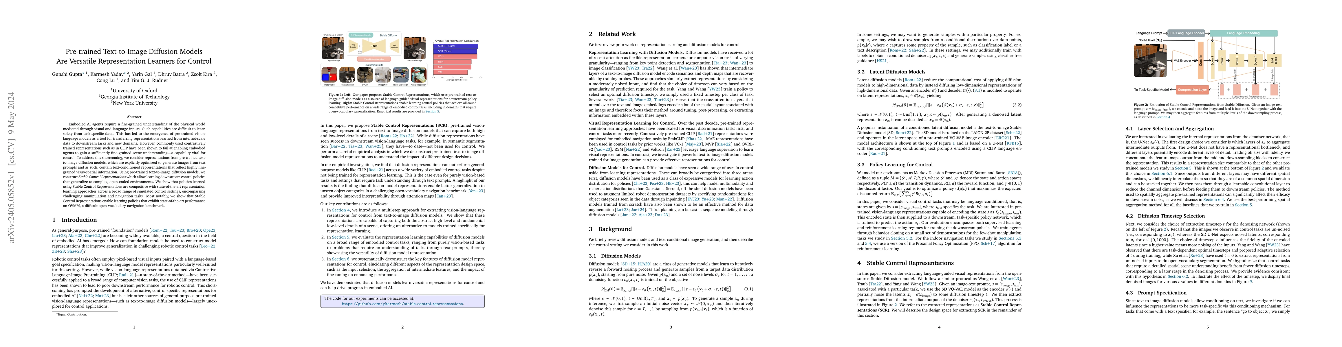 Thumbnail for Pre-trained Text-to-Image Diffusion Models Are Versatile Representation
  Learners for Control