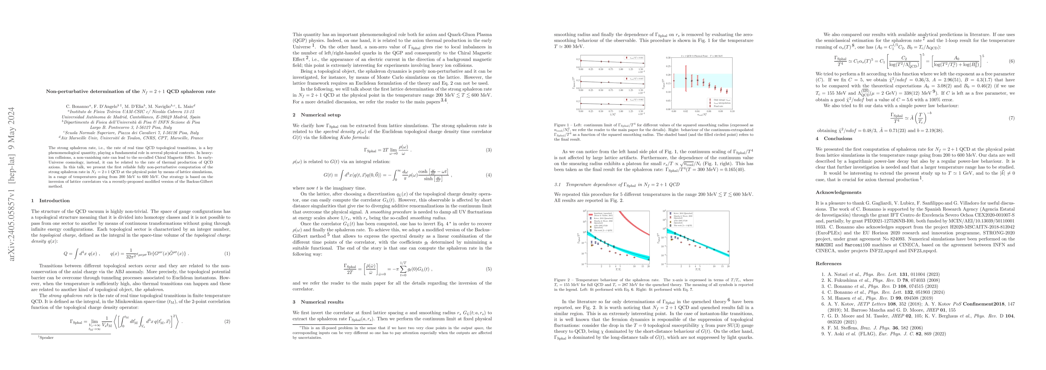 Thumbnail for Non-perturbative determination of the $N_f=2+1$ QCD sphaleron rate