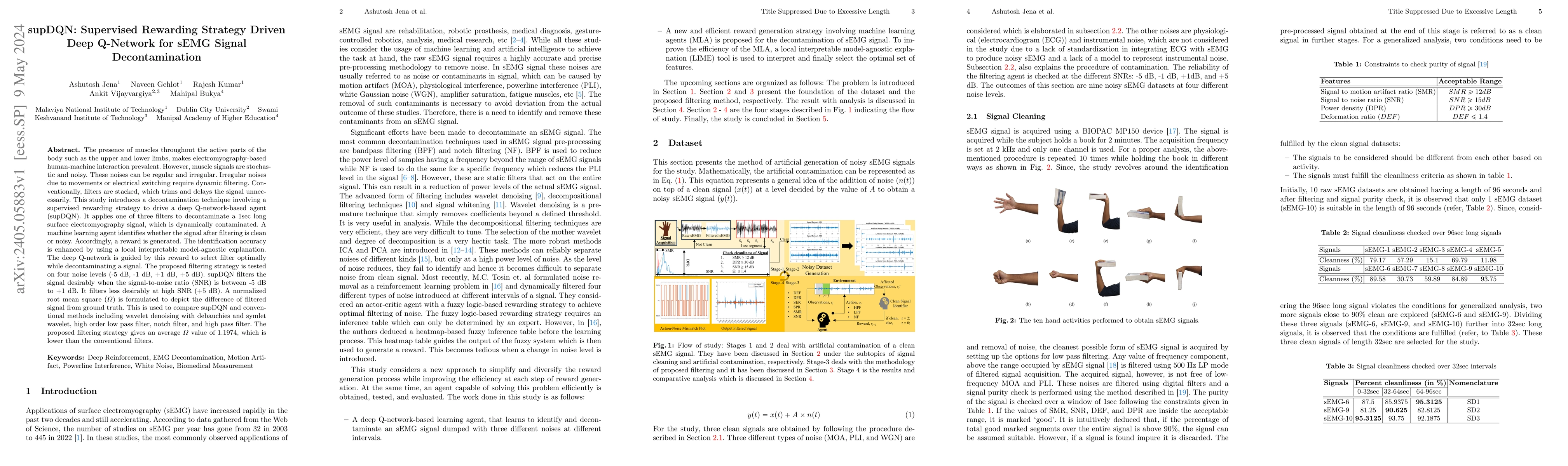 Thumbnail for supDQN: Supervised Rewarding Strategy Driven Deep Q-Network for sEMG
  Signal Decontamination