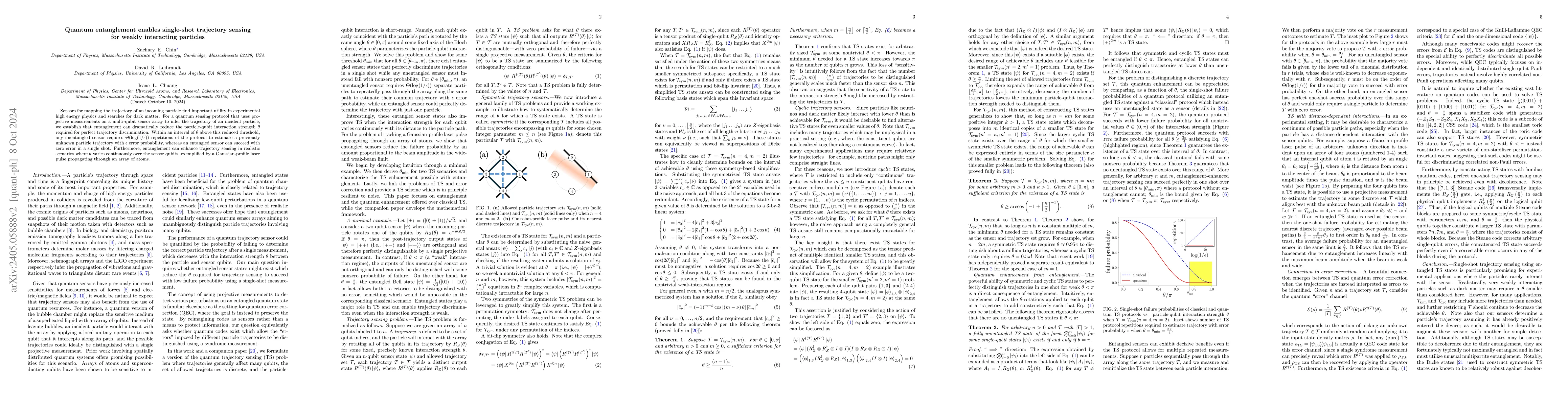 Thumbnail for Quantum entanglement enables single-shot trajectory sensing for weakly
  interacting particles