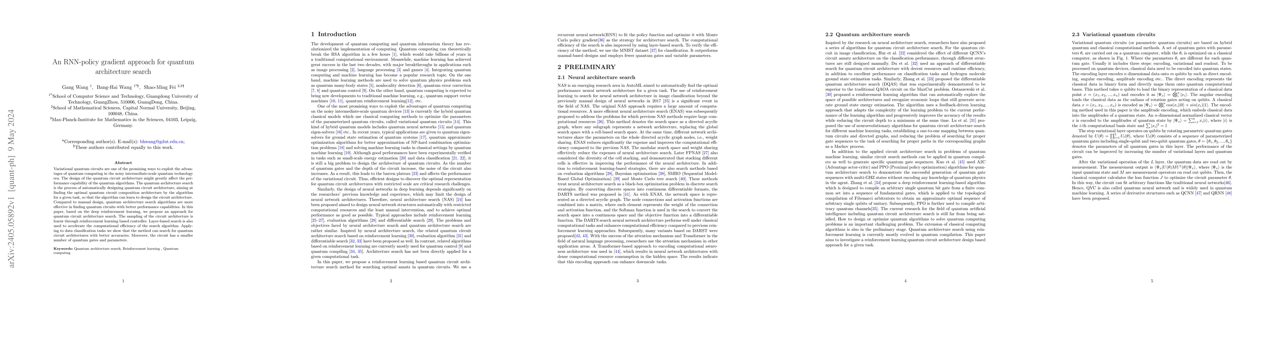 Thumbnail for An RNN-policy gradient approach for quantum architecture search