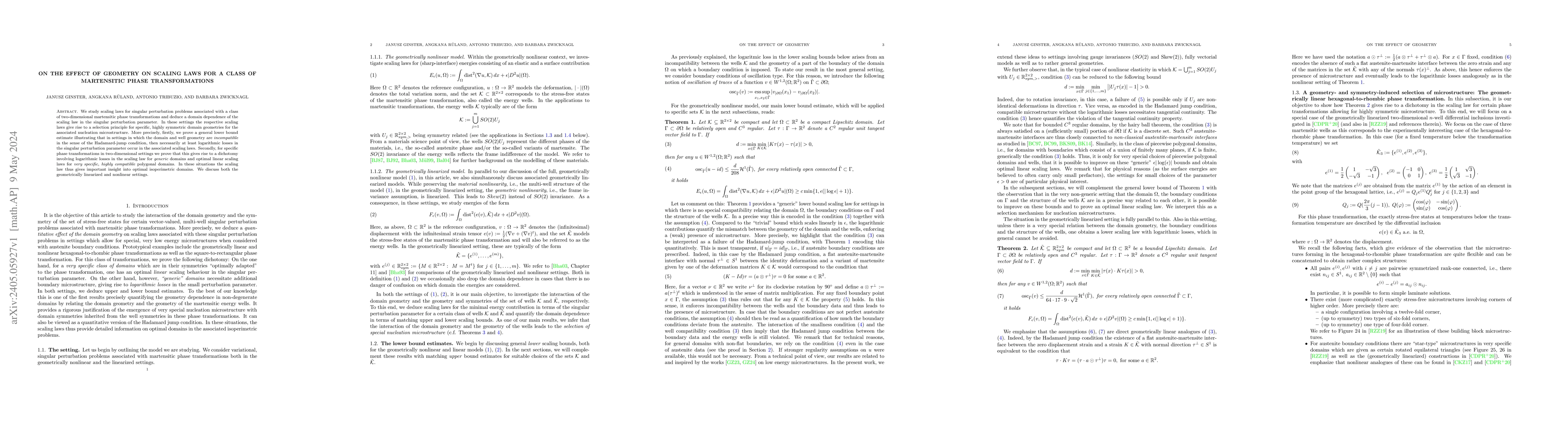Thumbnail for On the Effect of Geometry on Scaling Laws for a Class of Martensitic
  Phase Transformations