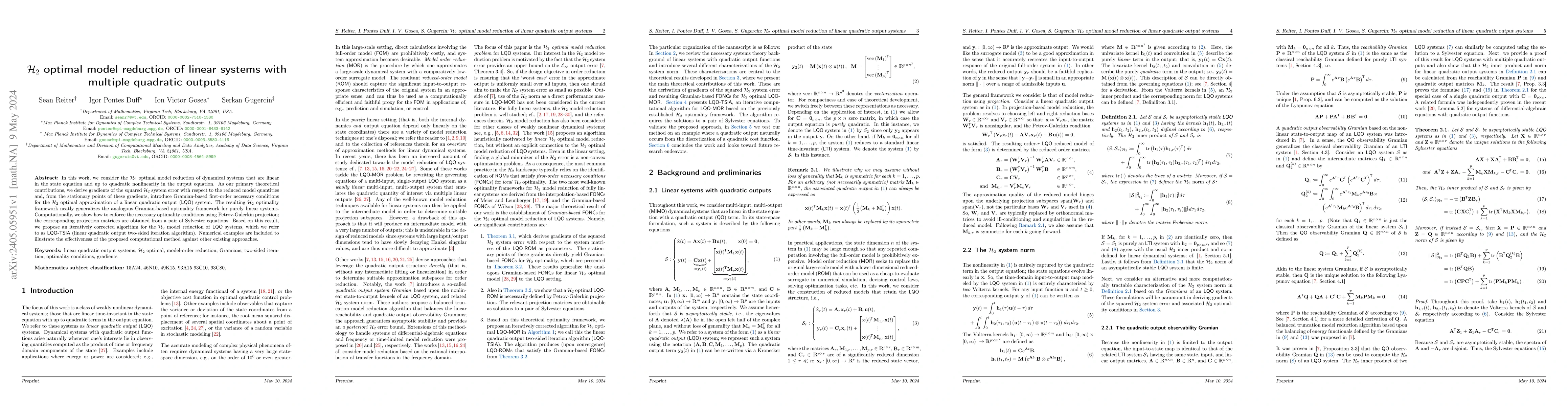 Thumbnail for $\mathcal{H}_2$ optimal model reduction of linear systems with multiple
  quadratic outputs