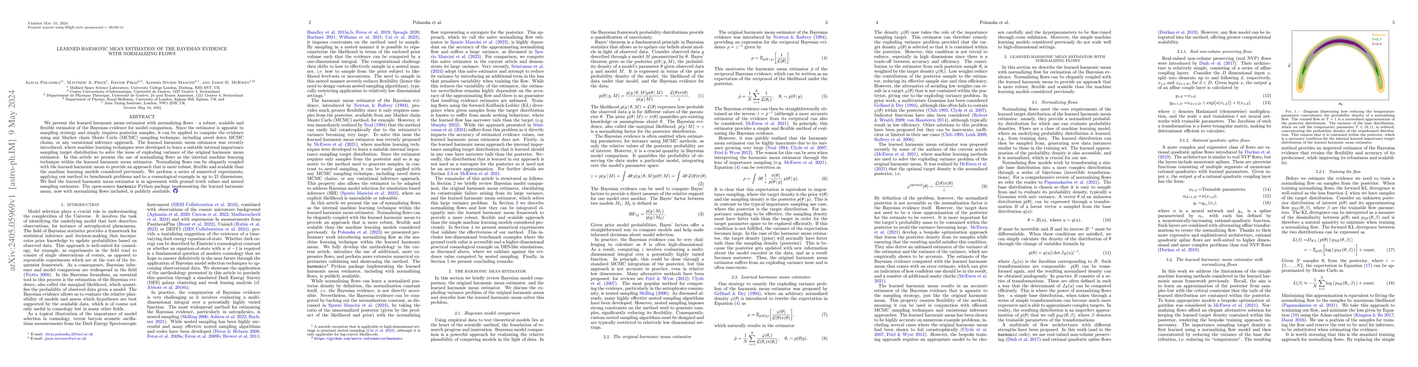 Thumbnail for Learned harmonic mean estimation of the Bayesian evidence with
  normalizing flows