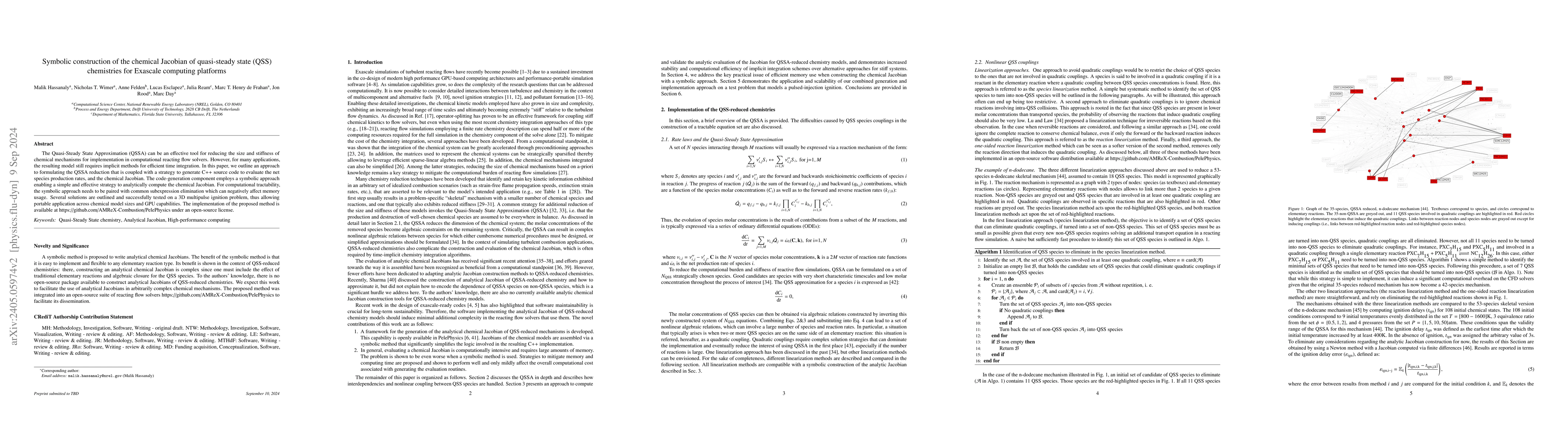 Thumbnail for Symbolic construction of the chemical Jacobian of quasi-steady state
  (QSS) chemistries for Exascale computing platforms