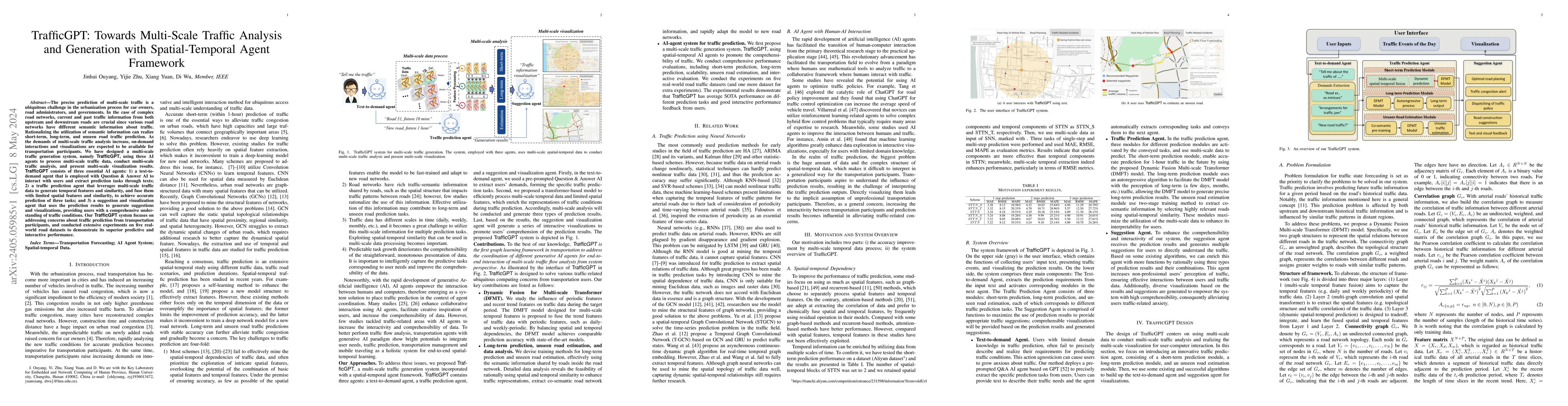 Thumbnail for TrafficGPT: Towards Multi-Scale Traffic Analysis and Generation with
  Spatial-Temporal Agent Framework