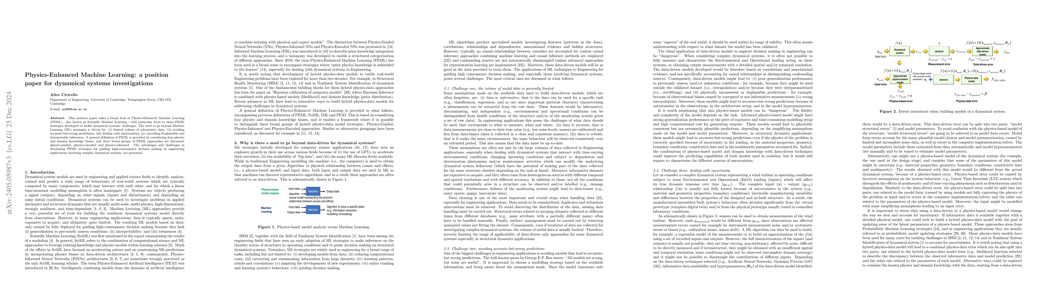 Thumbnail for Physics-Enhanced Machine Learning: a position paper for dynamical
  systems investigations