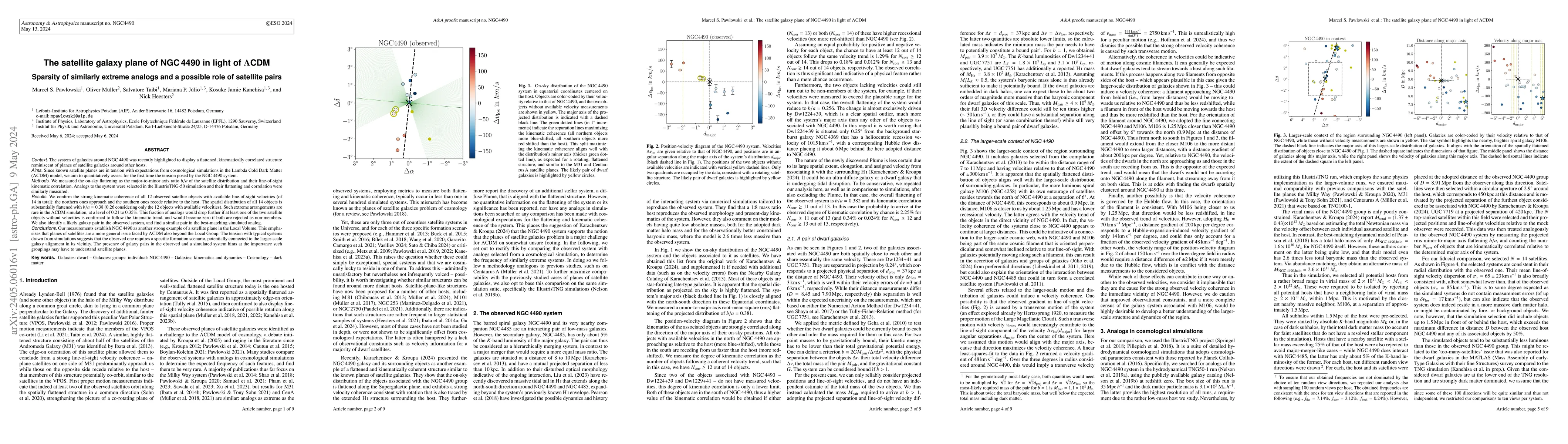 Thumbnail for The satellite galaxy plane of NGC 4490 in light of {\Lambda}CDM -
  Sparsity of similarly extreme analogs and a possible role of satellite pairs