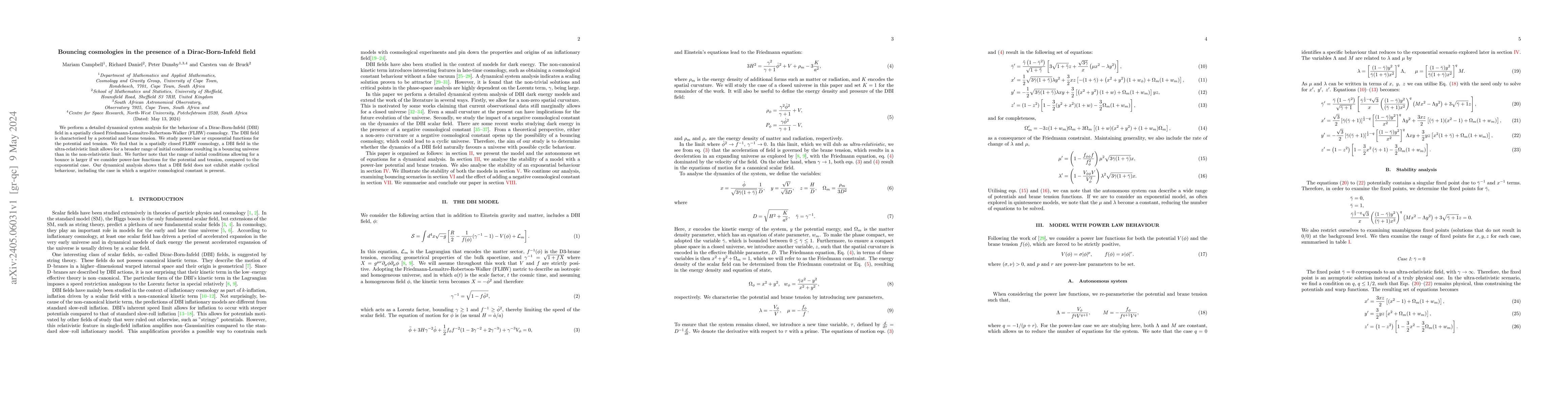 Thumbnail for Bouncing cosmologies in the presence of a Dirac-Born-Infeld field
