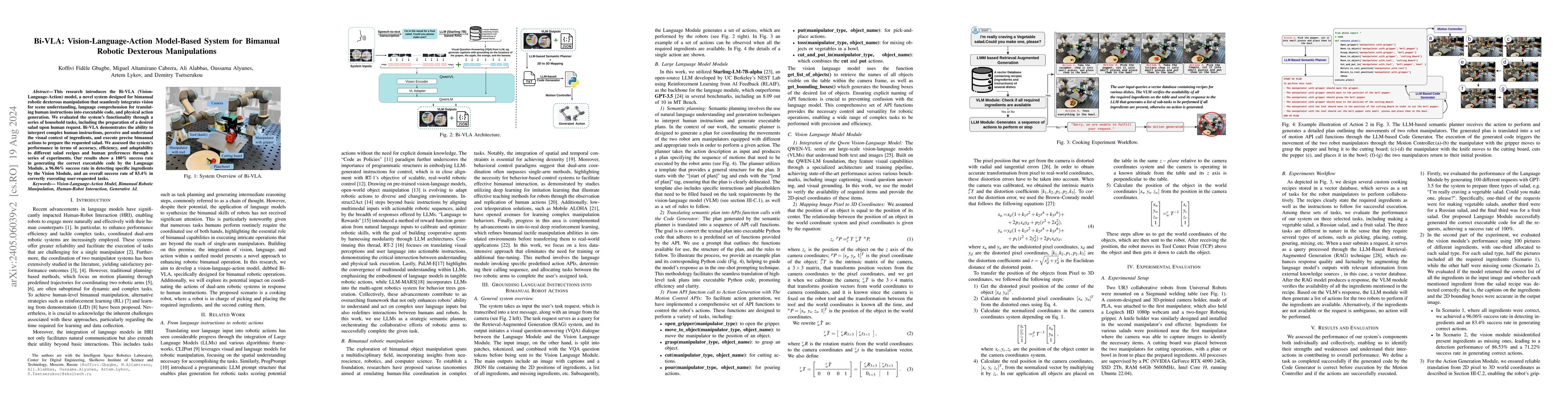 Thumbnail for Bi-VLA: Vision-Language-Action Model-Based System for Bimanual Robotic
  Dexterous Manipulations