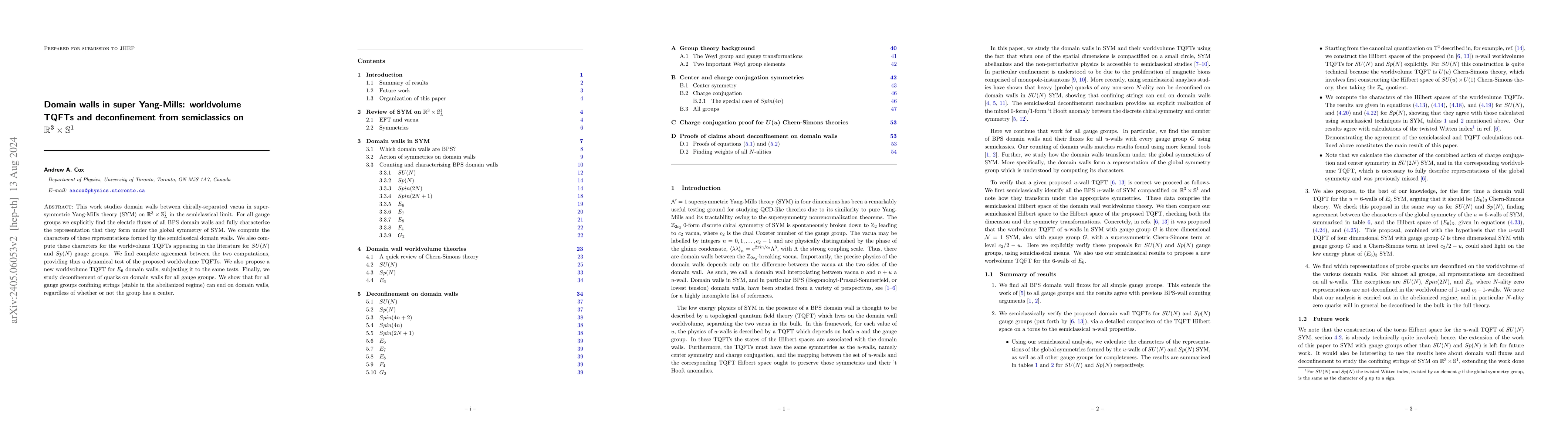 Thumbnail for Domain walls in super Yang-Mills: worldvolume TQFTs and deconfinement
  from semiclassics on $\mathbb{R}^3\times\mathbb{S}^1$