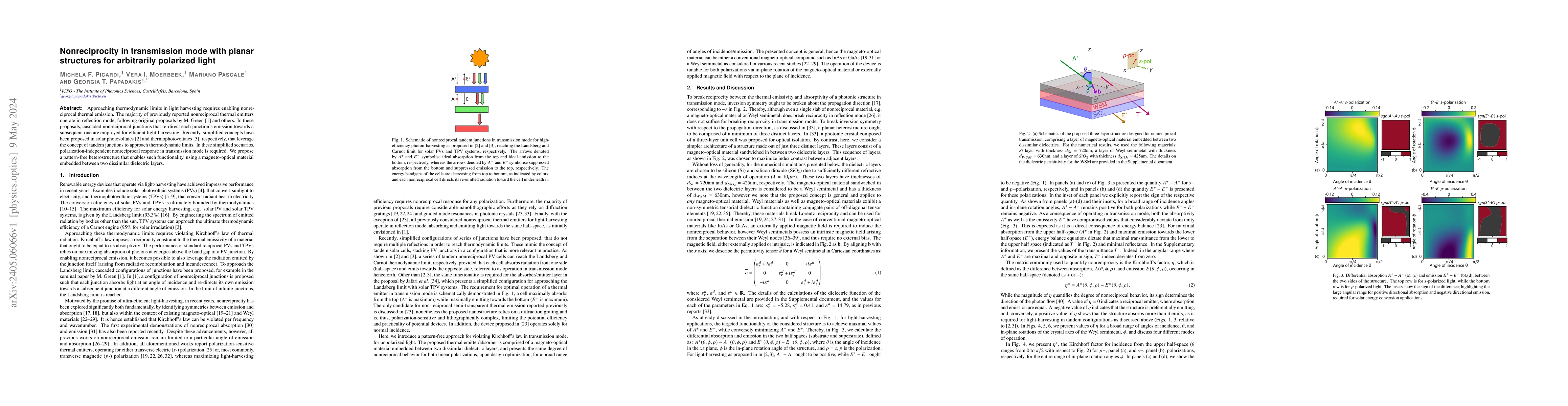 Thumbnail for Nonreciprocity in transmission mode with planar structures for
  arbitrarily polarized light