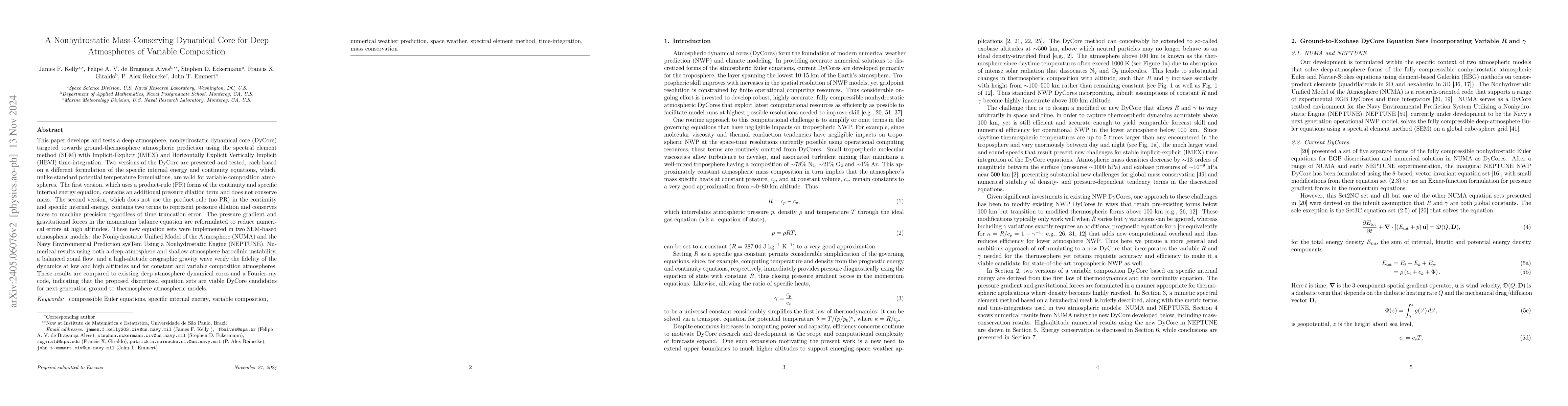 Thumbnail for A Nonhydrostatic and Mass Conserving Ground-to-Thermosphere Dynamical
  Core based on Specific Internal Energy