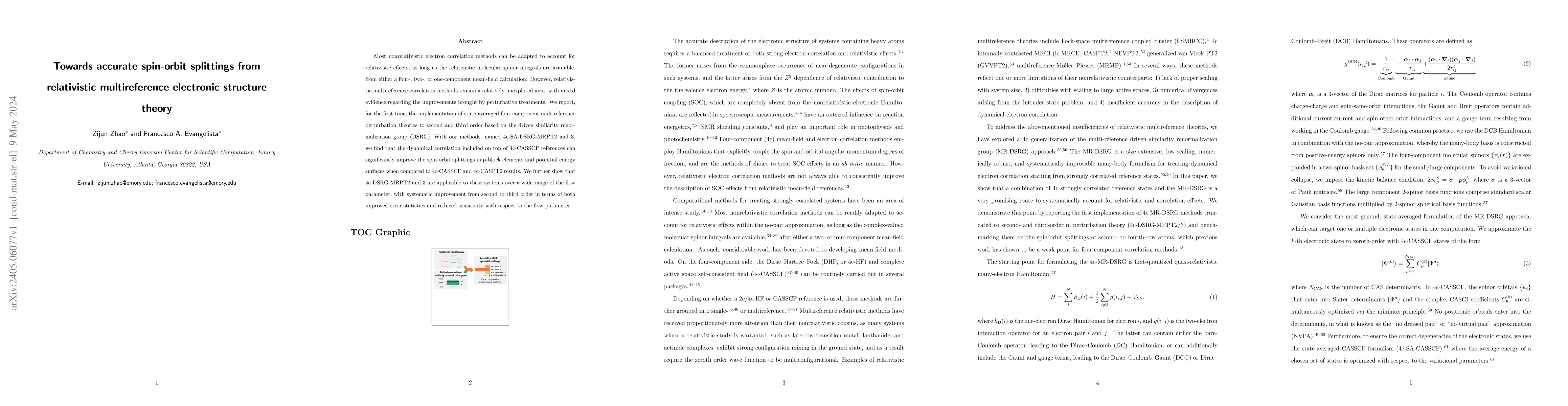 Thumbnail for Towards accurate spin-orbit splittings from relativistic multireference
  electronic structure theory