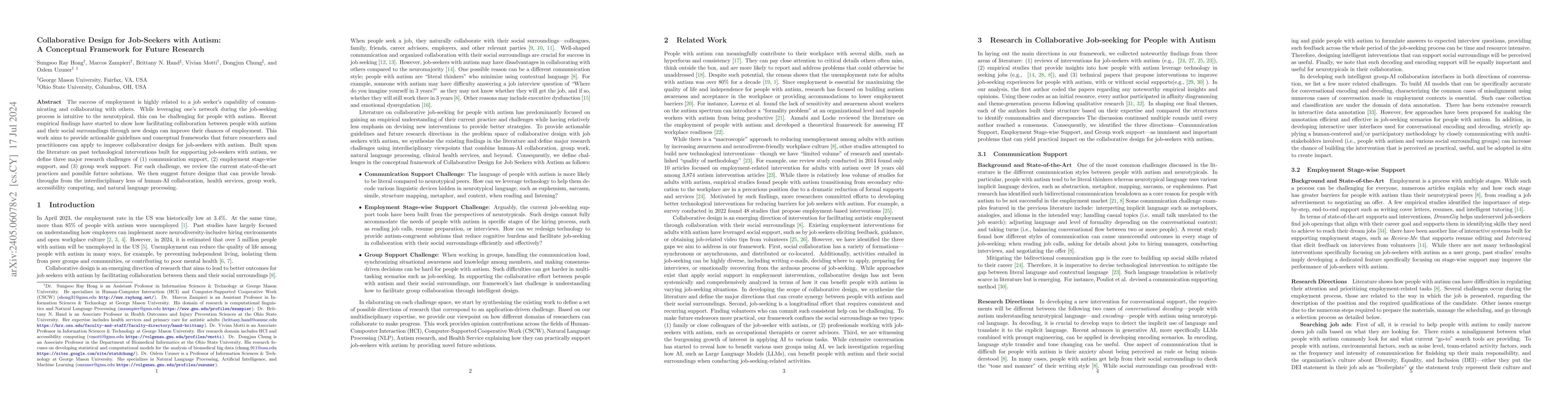 Thumbnail for Collaborative Design for Job-Seekers with Autism: A Conceptual Framework
  for Future Research
