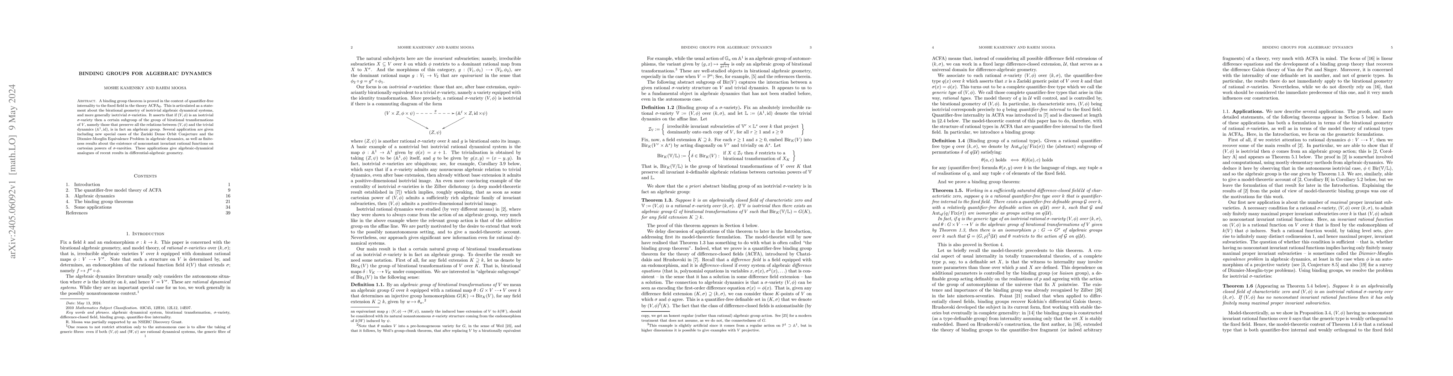 Thumbnail for Binding groups for algebraic dynamics