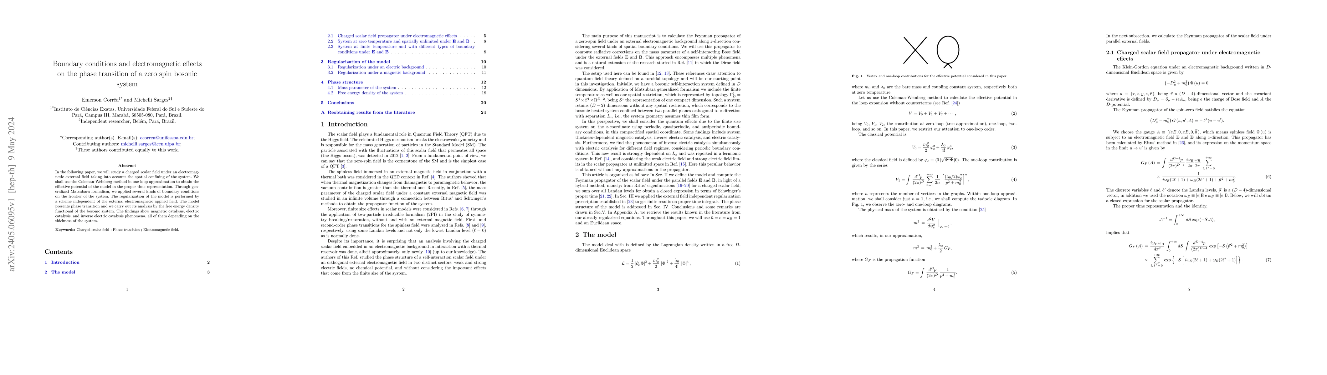 Thumbnail for Boundary conditions and electromagnetic effects on the phase transition
  of a zero spin bosonic system