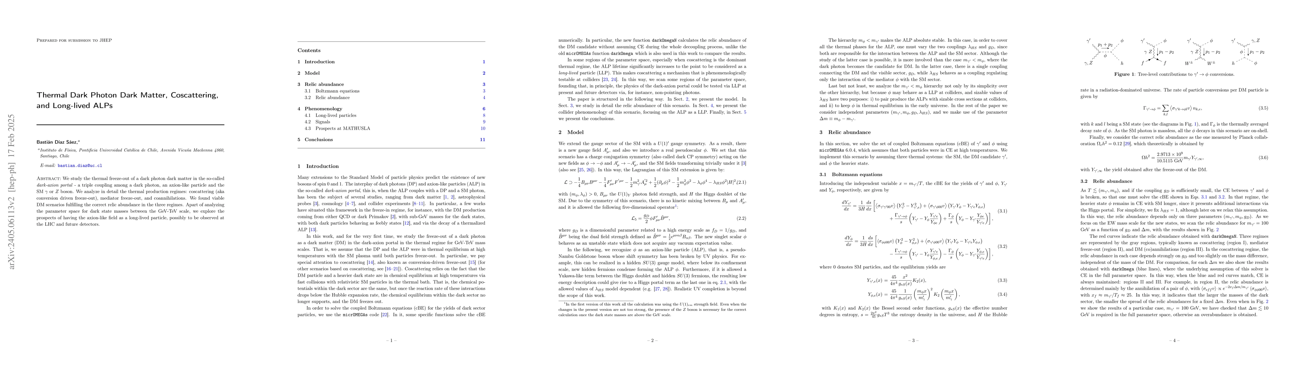 Thumbnail for Thermal Dark Photon Dark Matter, Coscattering, and Long-lived ALPs