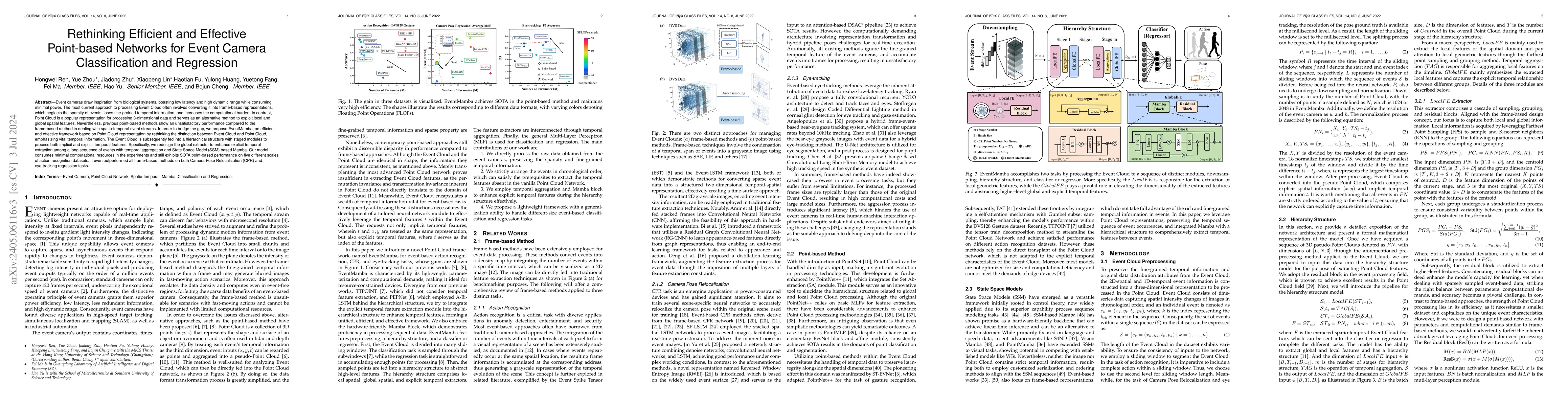 Thumbnail for Rethinking Efficient and Effective Point-based Networks for Event Camera
  Classification and Regression: EventMamba