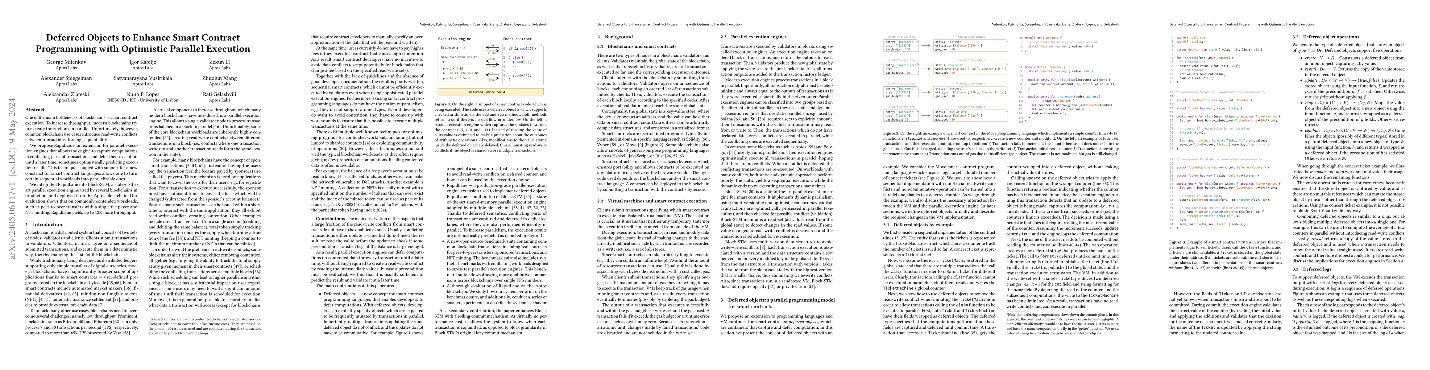 Thumbnail for Deferred Objects to Enhance Smart Contract Programming with Optimistic
  Parallel Execution