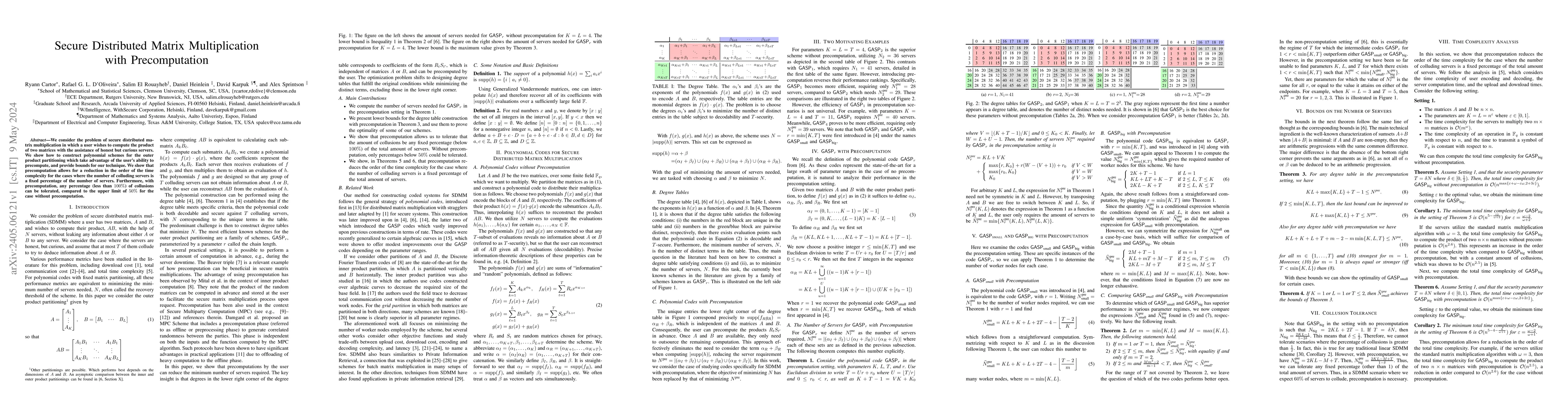 Thumbnail for Secure Distributed Matrix Multiplication with Precomputation