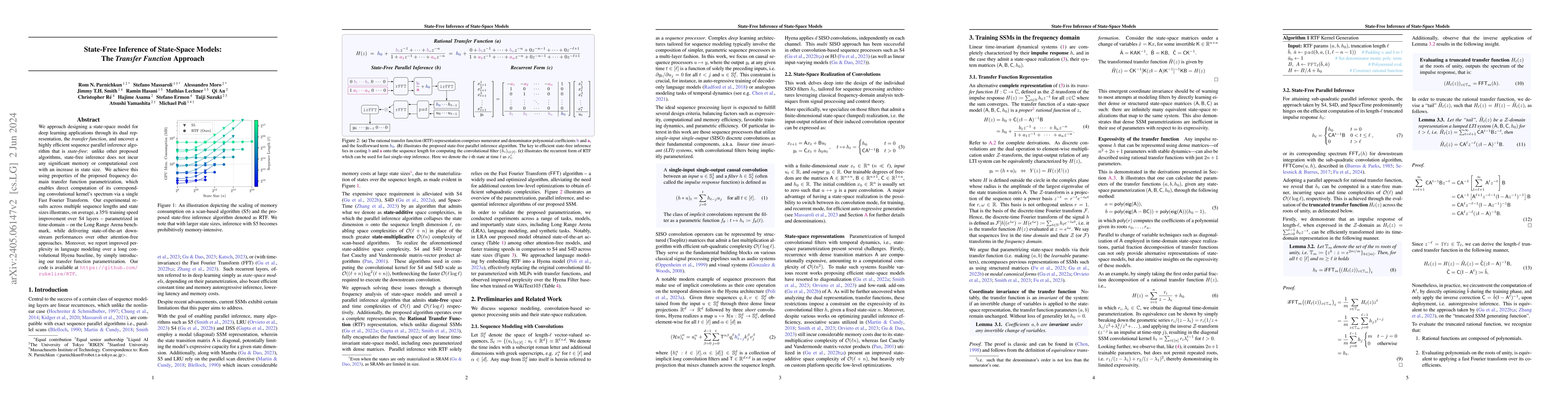 Thumbnail for State-Free Inference of State-Space Models: The Transfer Function
  Approach