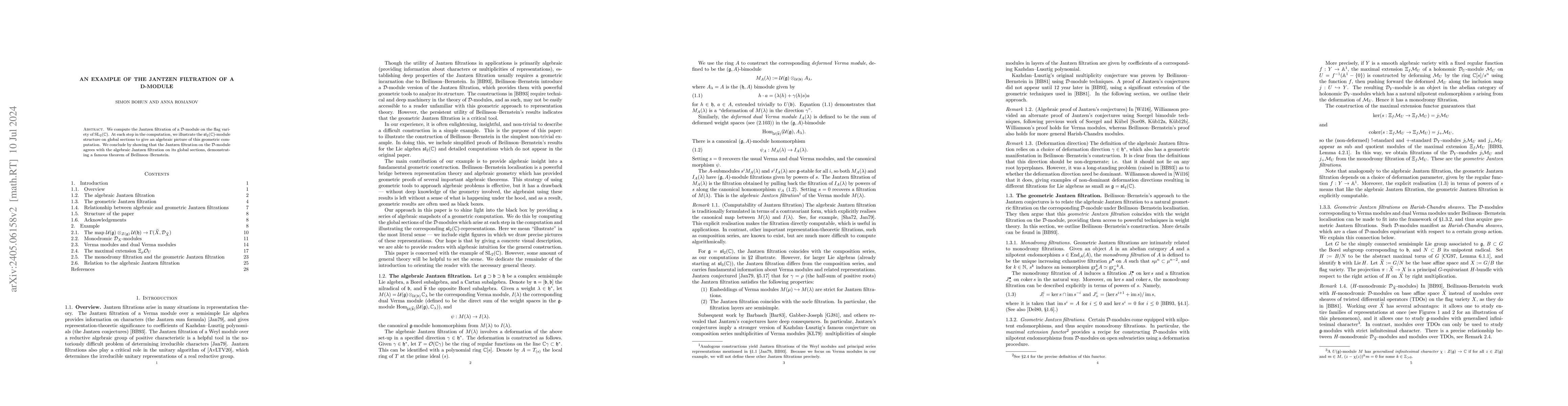 Thumbnail for An example of the Jantzen filtration of a D-module