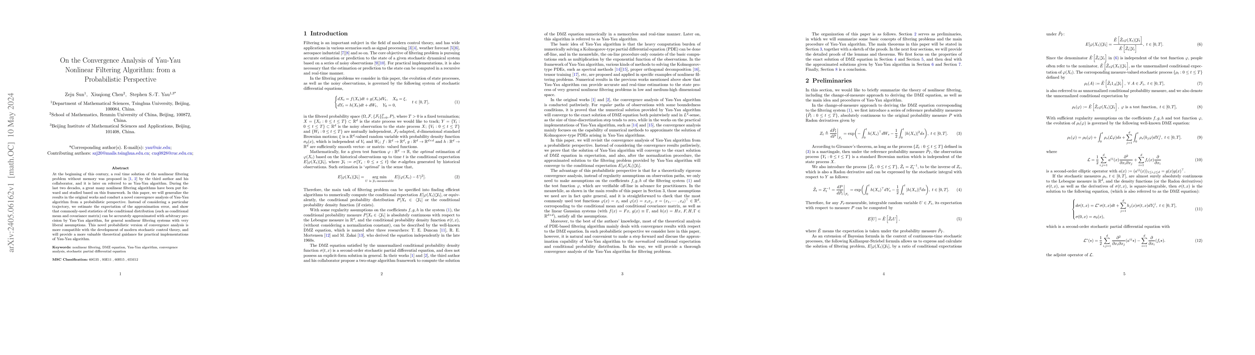 Thumbnail for On the Convergence Analysis of Yau-Yau Nonlinear Filtering Algorithm:
  from a Probabilistic Perspective