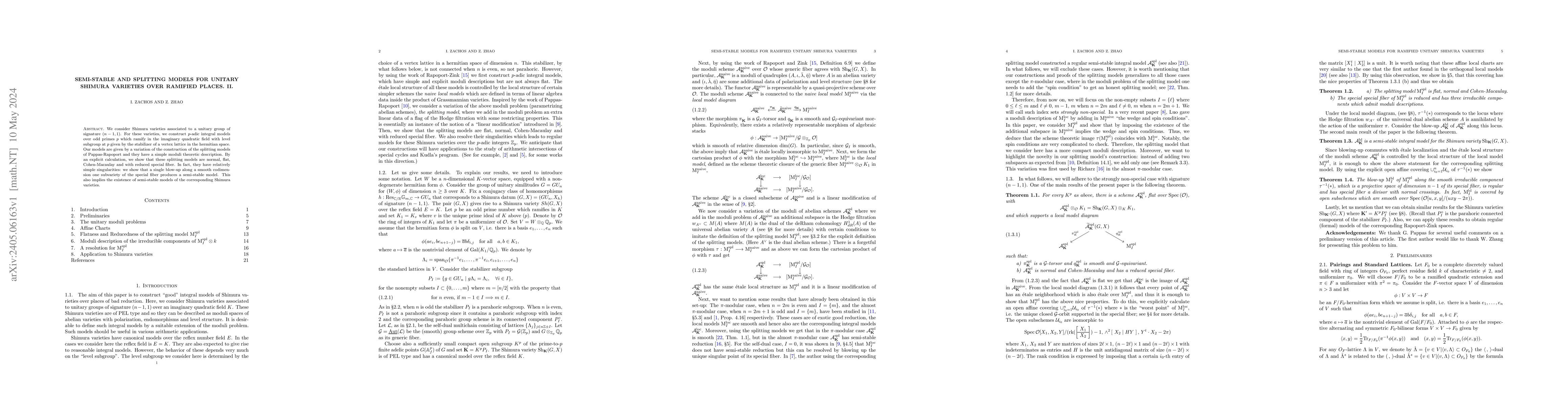 Thumbnail for Semi-stable and splitting models for unitary Shimura varieties over
  ramified places. II
